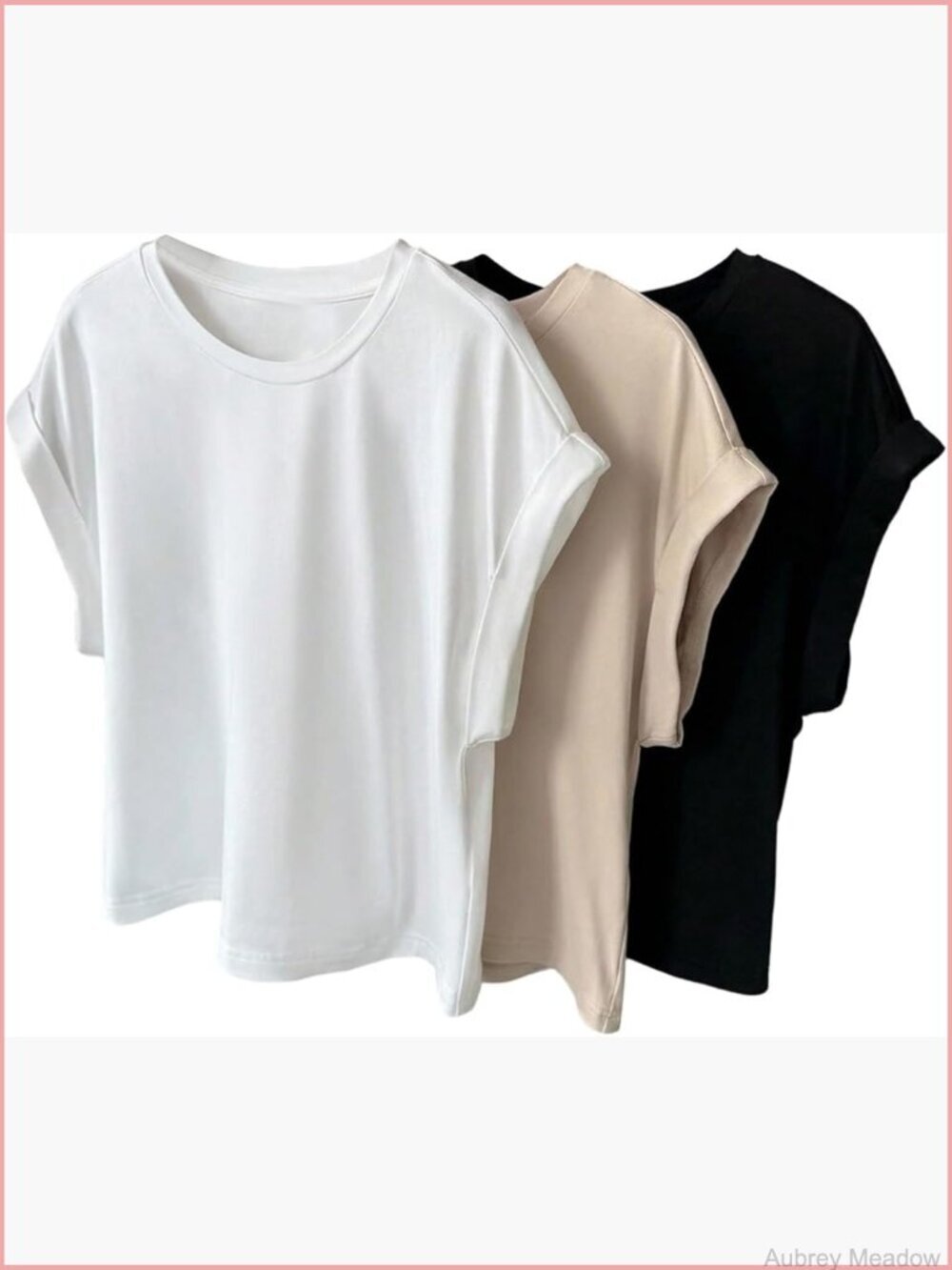 3-Pack Womens Short Sleeve Crew Neck T-Shirts Stretch Cotton Blend Layering Tops